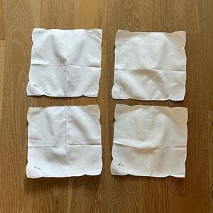 Set of 4 White Handkerchief, vintage